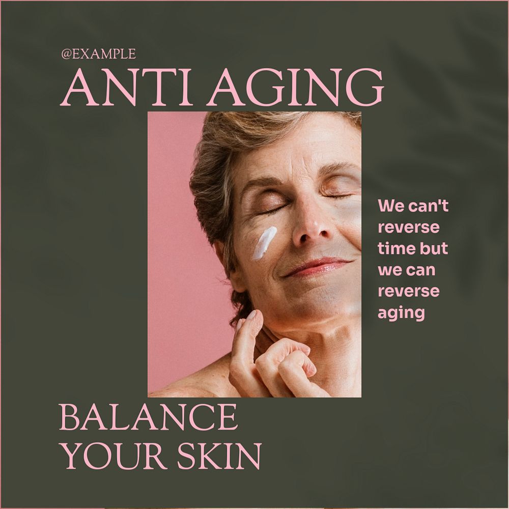 Anti aging Instagram post template, editable text