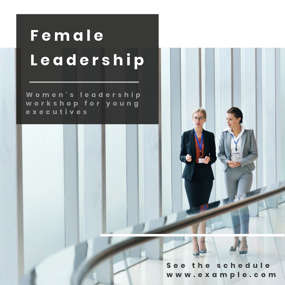 Female leadership Instagram post template, editable text