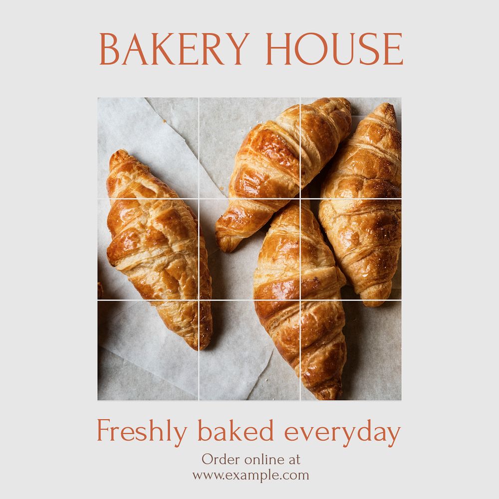 Bakery shop Instagram post template, editable text