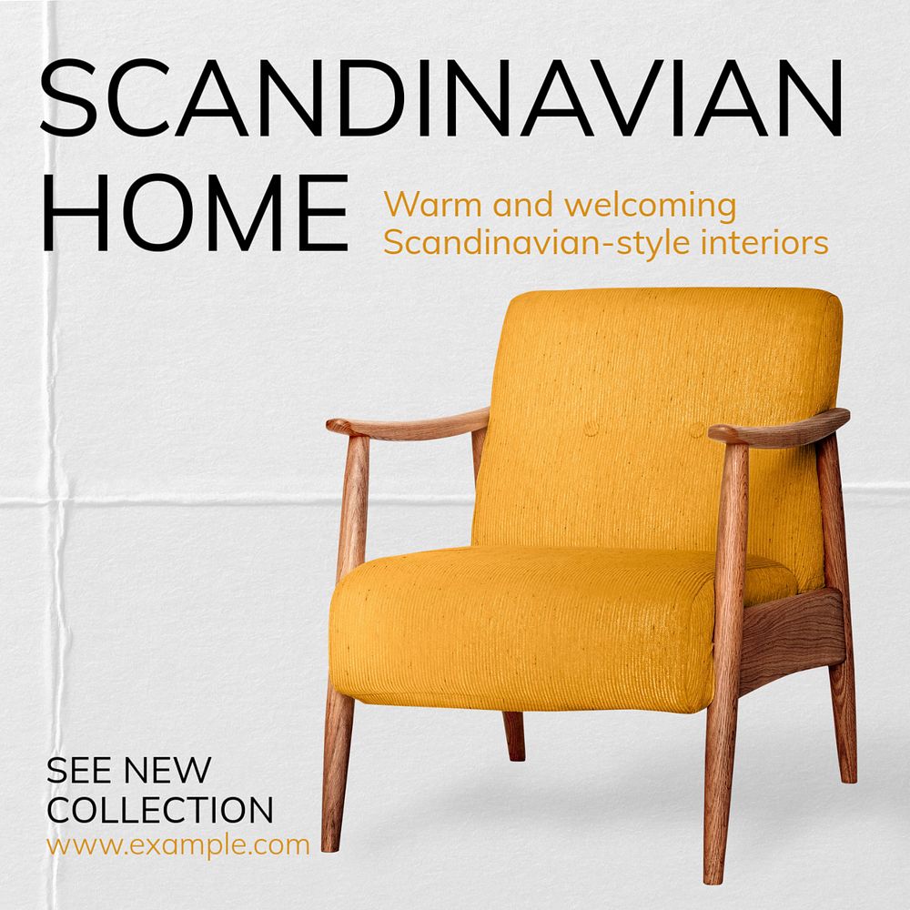 Scandinavian furniture Instagram post template, editable text