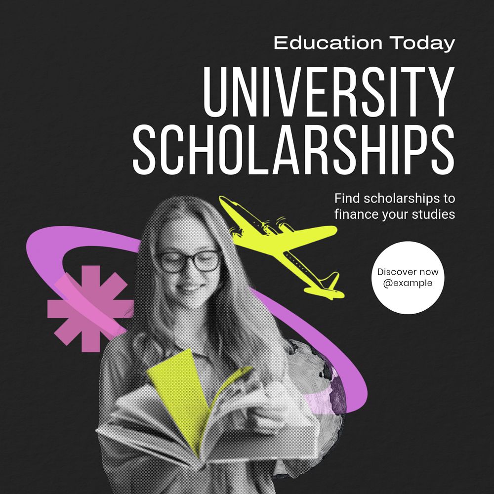 University scholarship Instagram post template, editable text