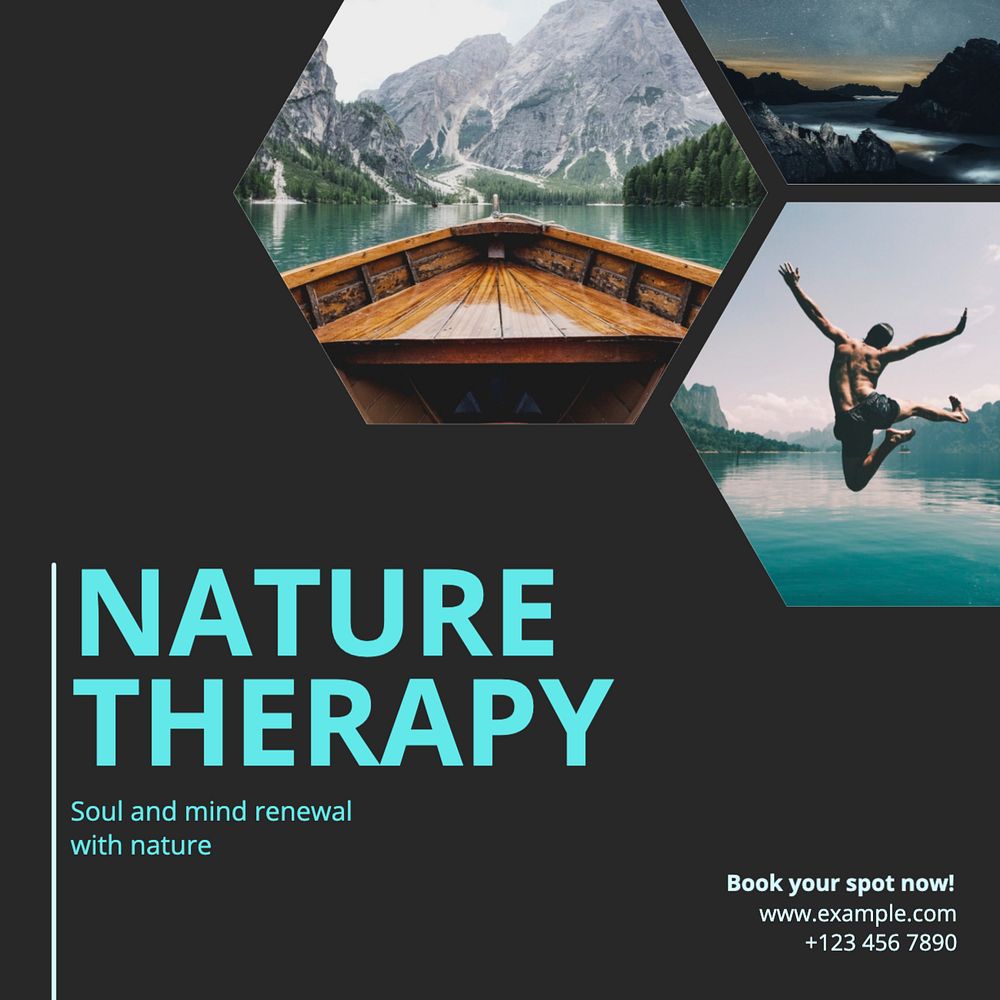 Nature therapy Instagram post template, editable text