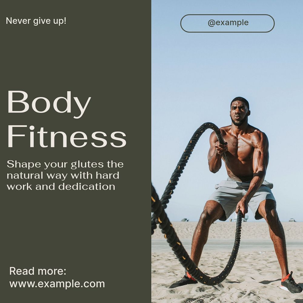 Body fitness Instagram post template, editable text