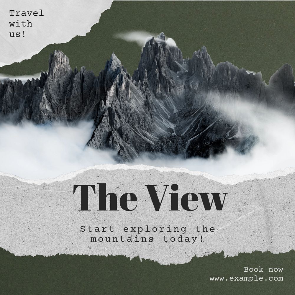 Explore the mountains Instagram post template, editable text