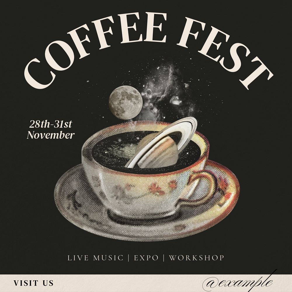 Coffee festival Instagram post template, editable text