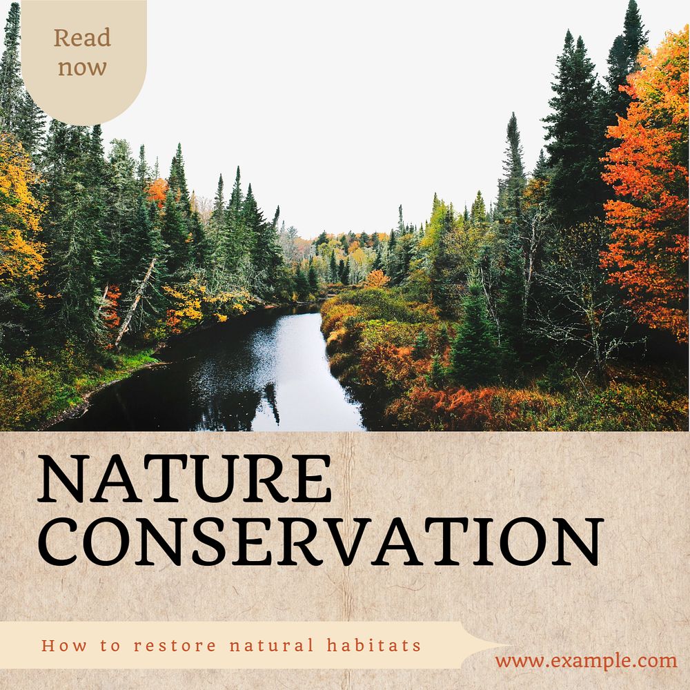 Nature conservation Instagram post template, editable text