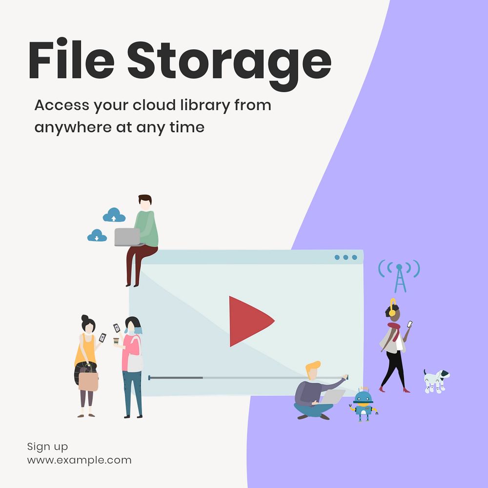 File storage cloud Instagram post template, editable text