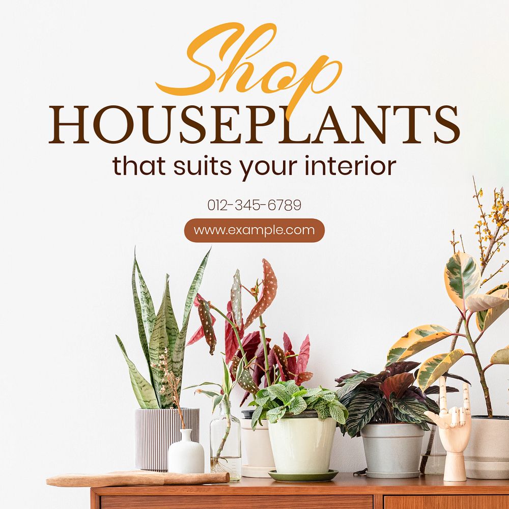 Shop houseplant Instagram post template, editable text