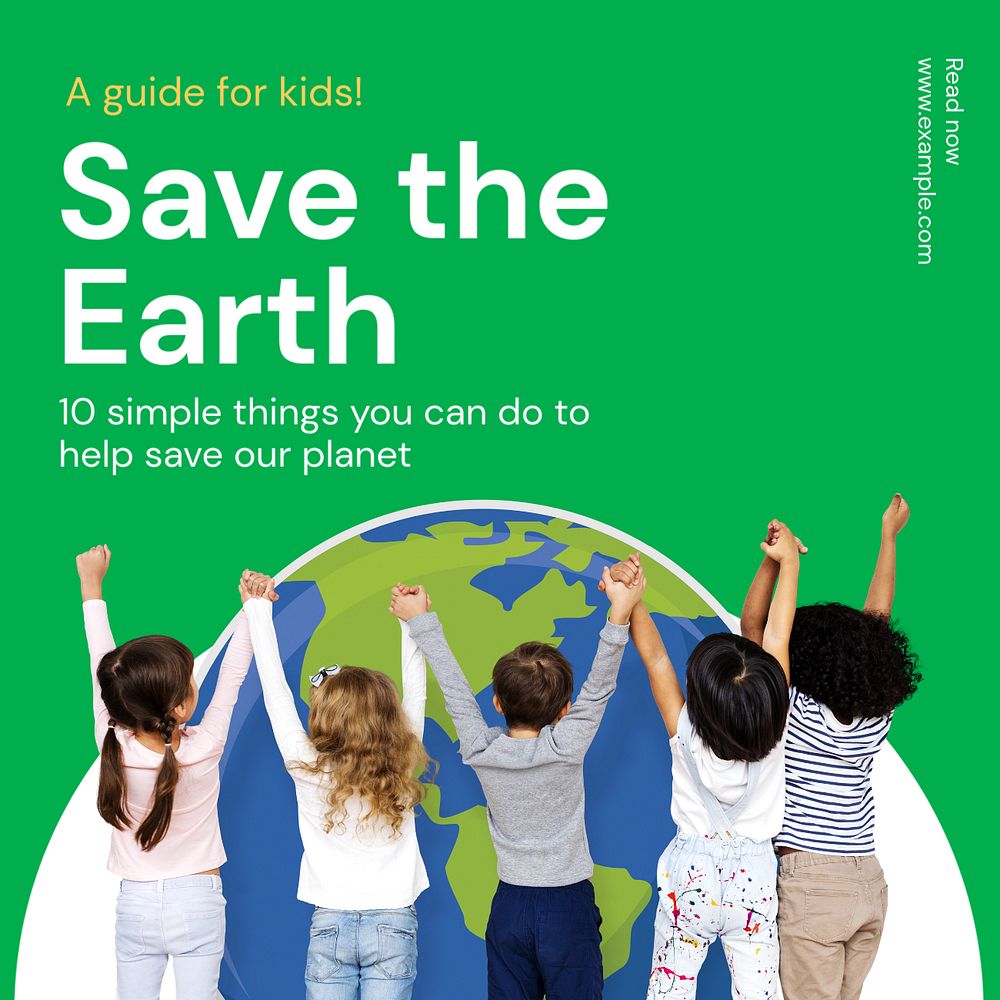 Save the earth Instagram post template, editable text