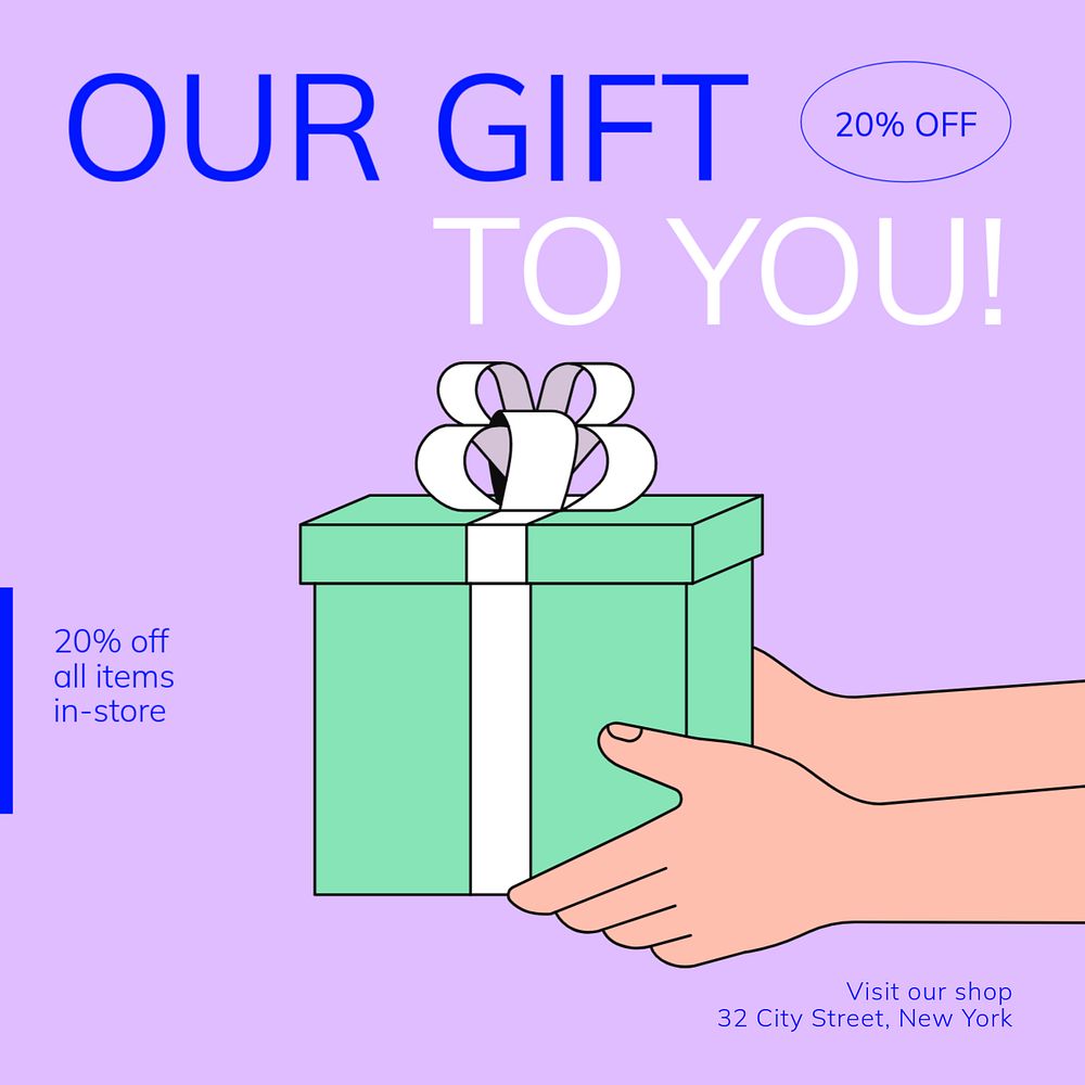 Gift voucher Instagram post template, editable text