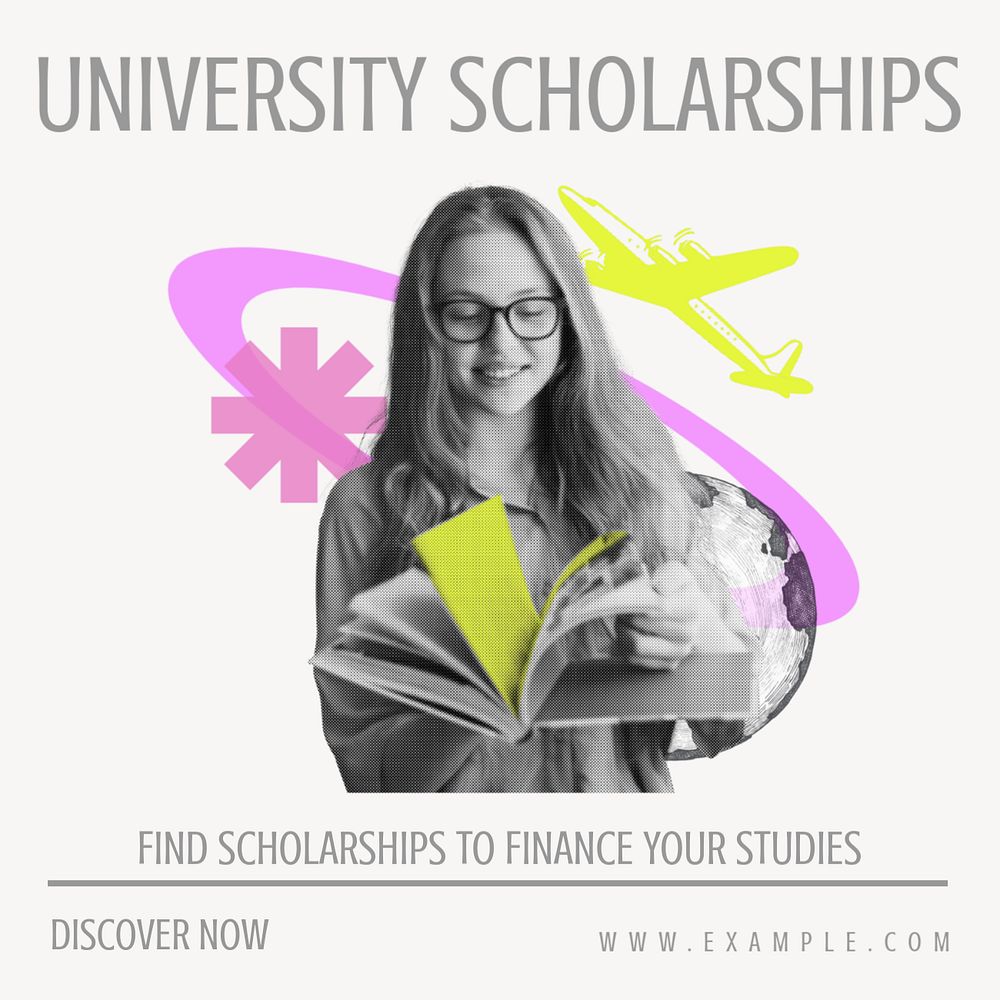 University scholarship Instagram post template, editable text