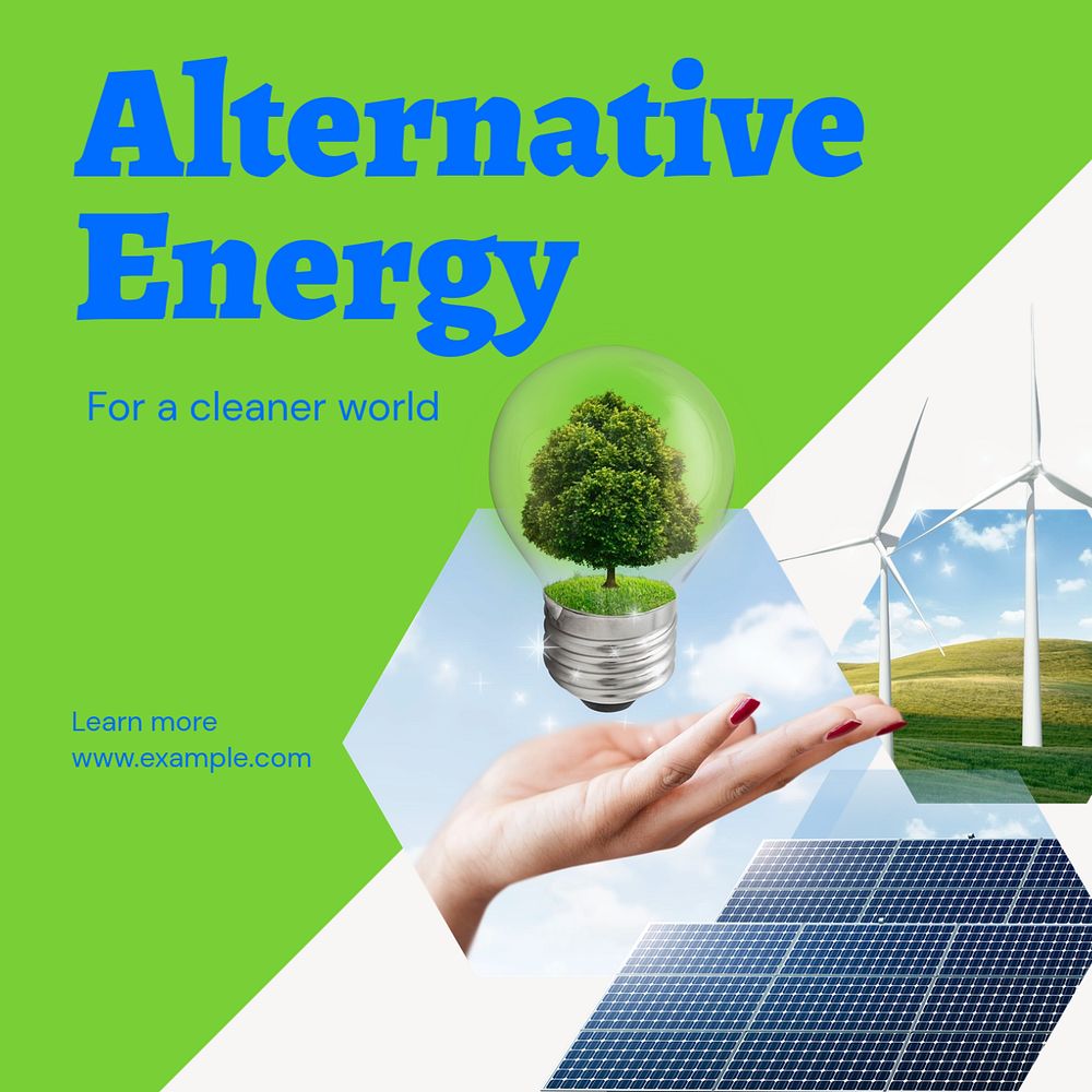 Alternative energy Instagram post template, editable text