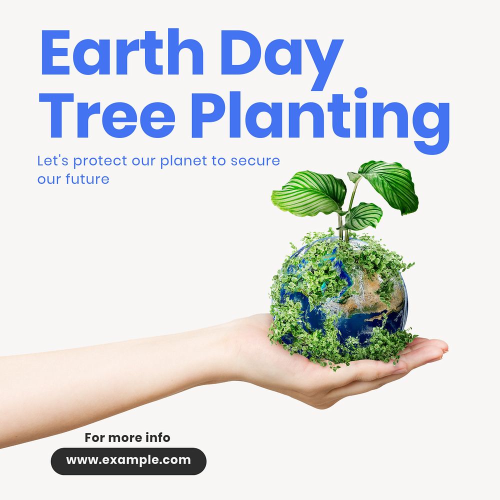 Earth day tree planting Instagram post template, editable text