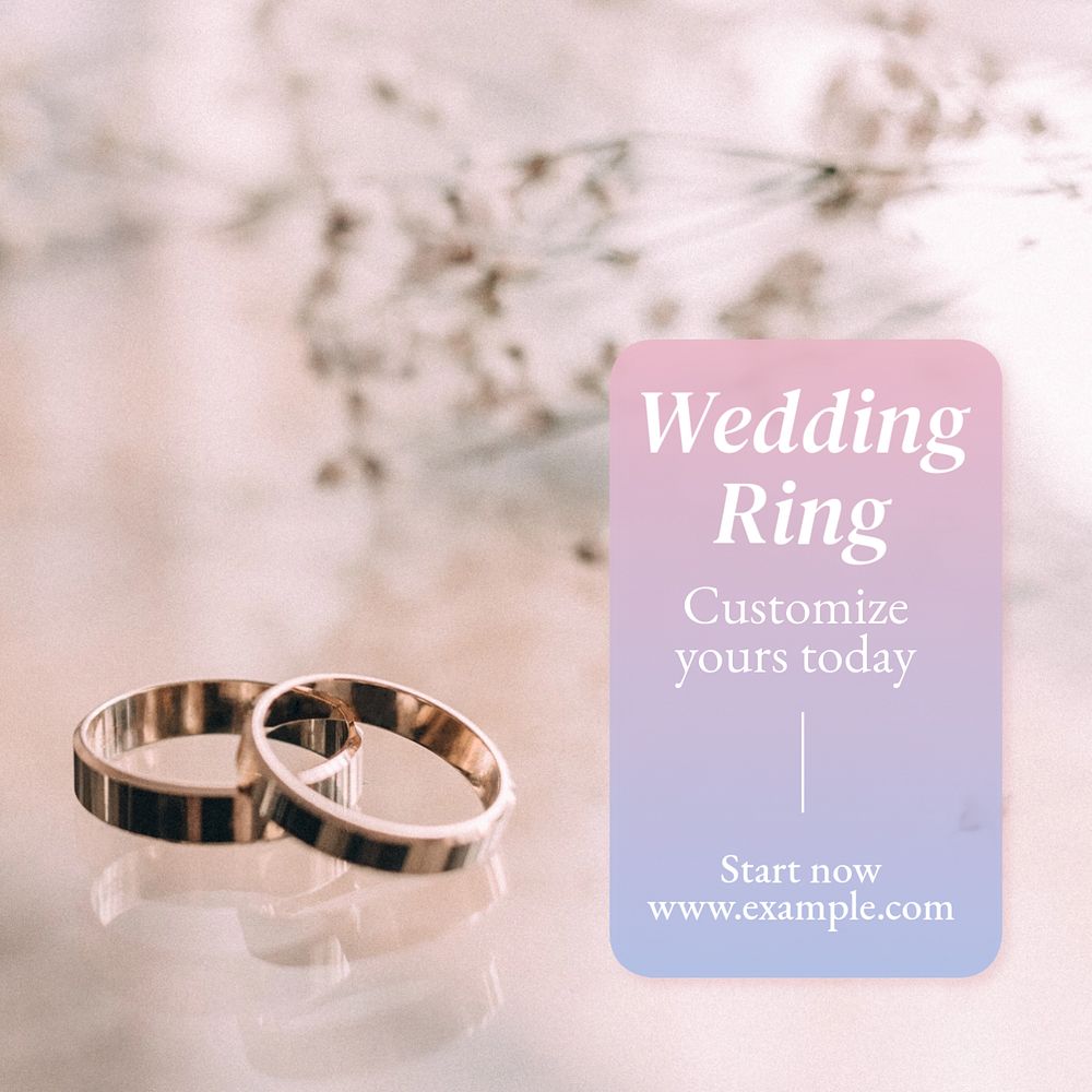 Wedding ring Instagram post template, editable text