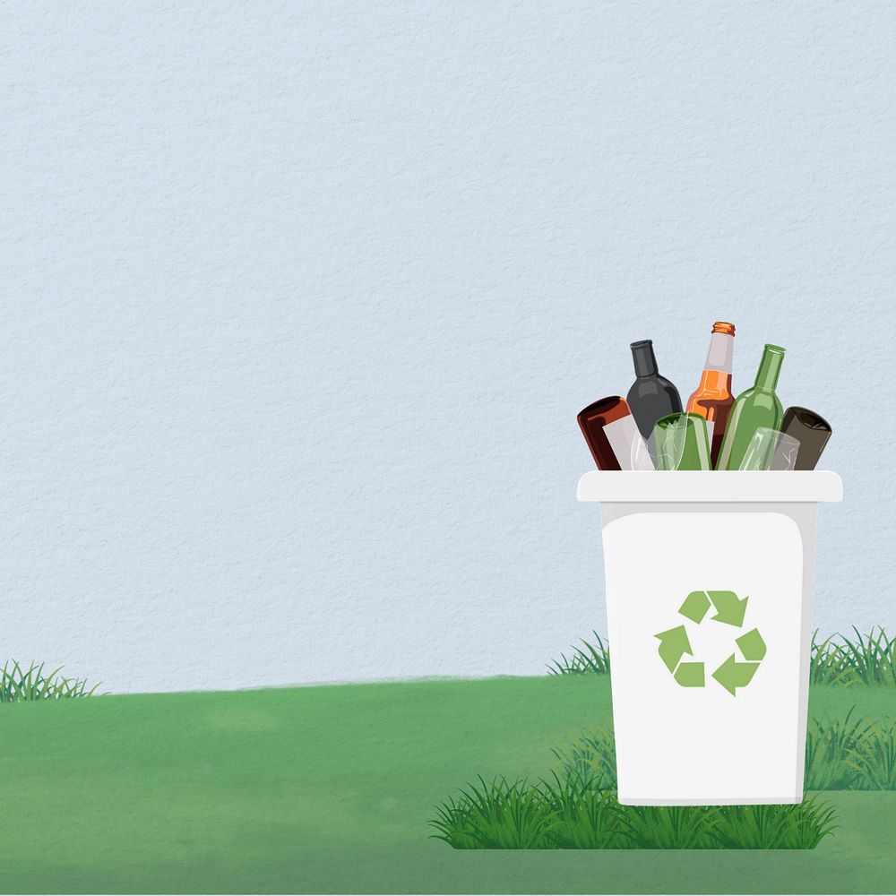 Recycling bins, editable environment illustration design