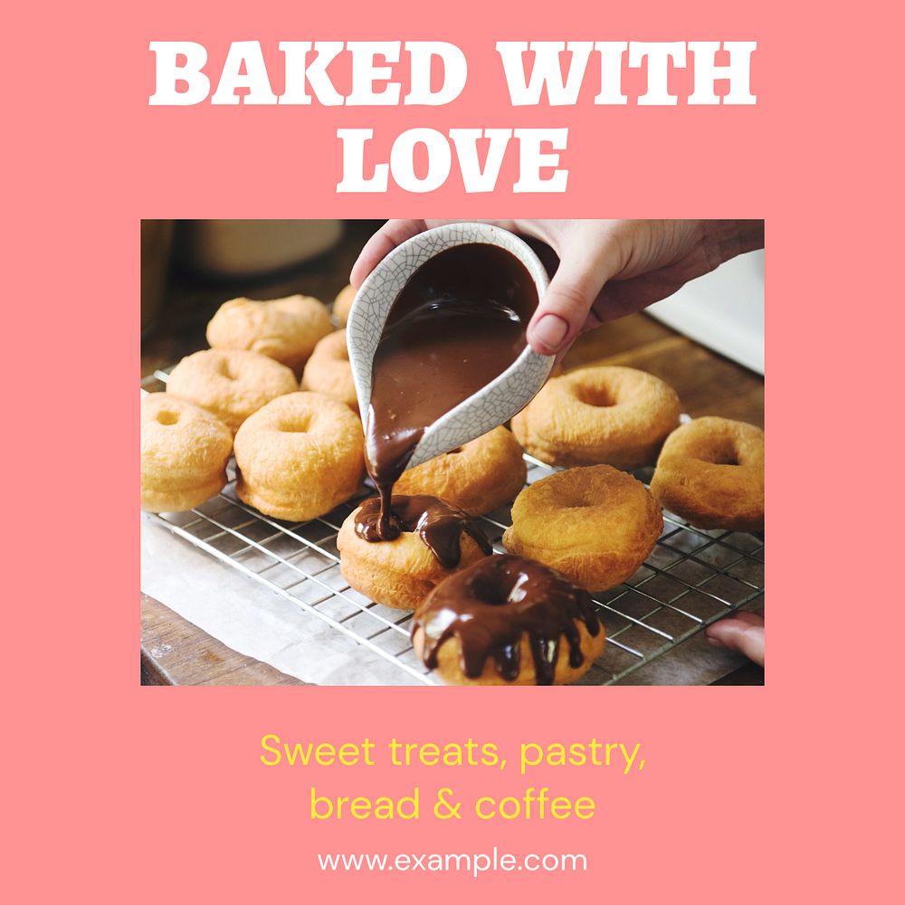 Baked with love Instagram post template, editable text