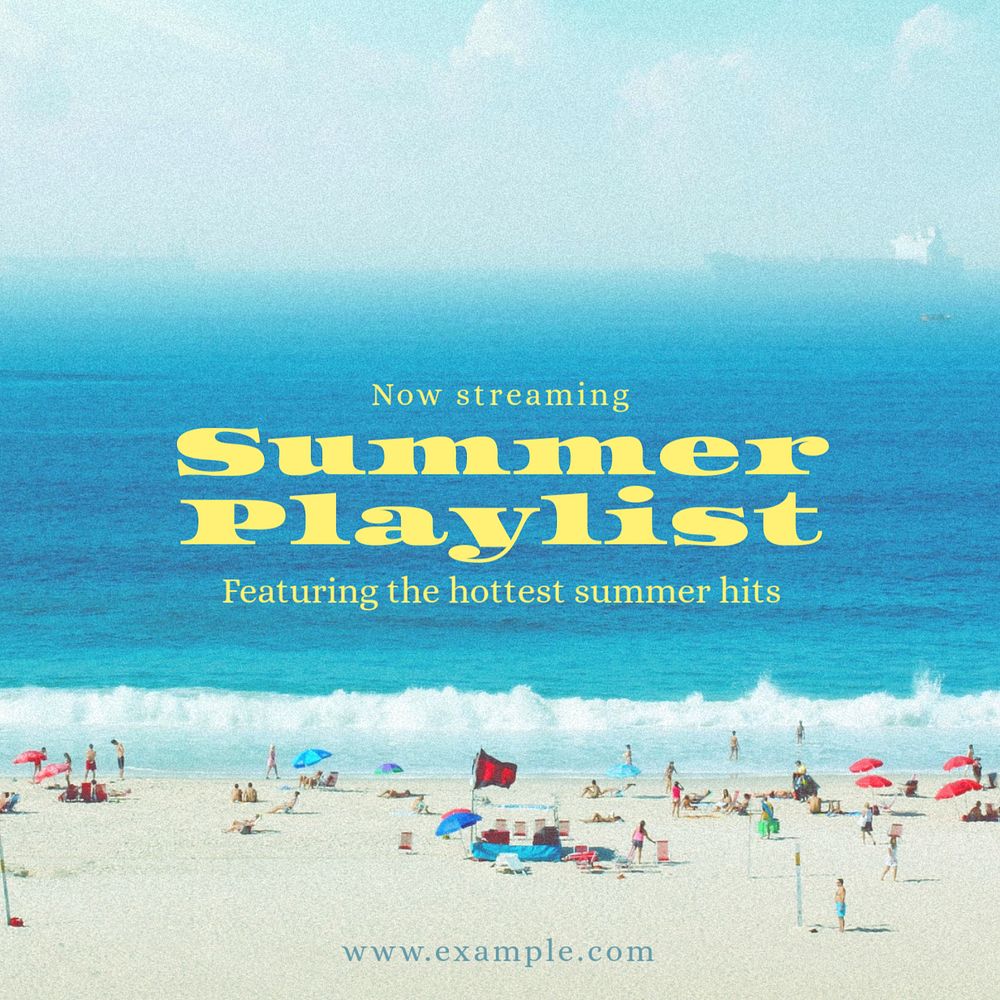 Summer playlist Instagram post template, editable text