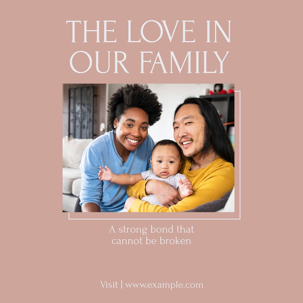 Family Instagram post template, editable text