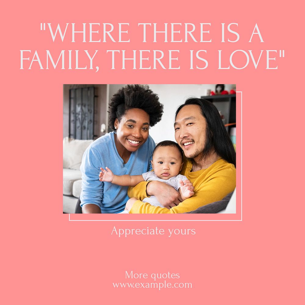 Family Instagram post template, editable text