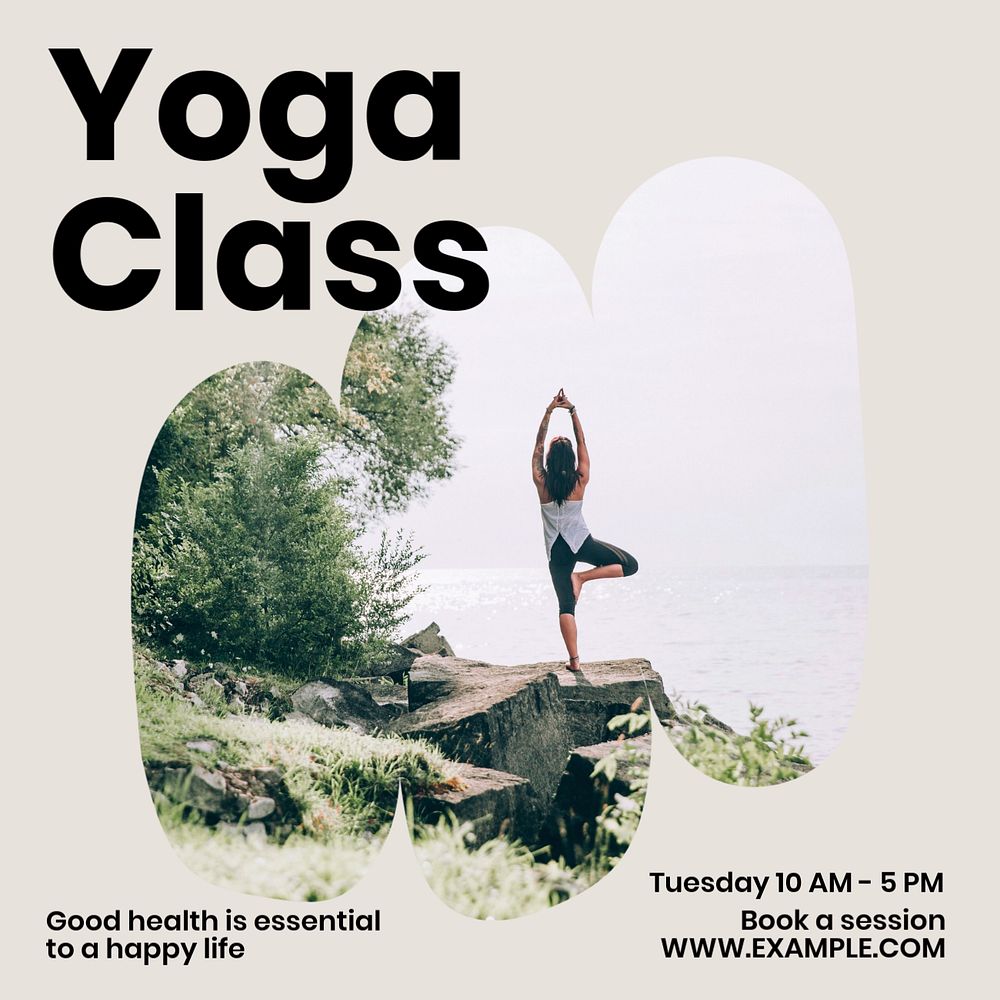 Yoga class Instagram post template, editable text