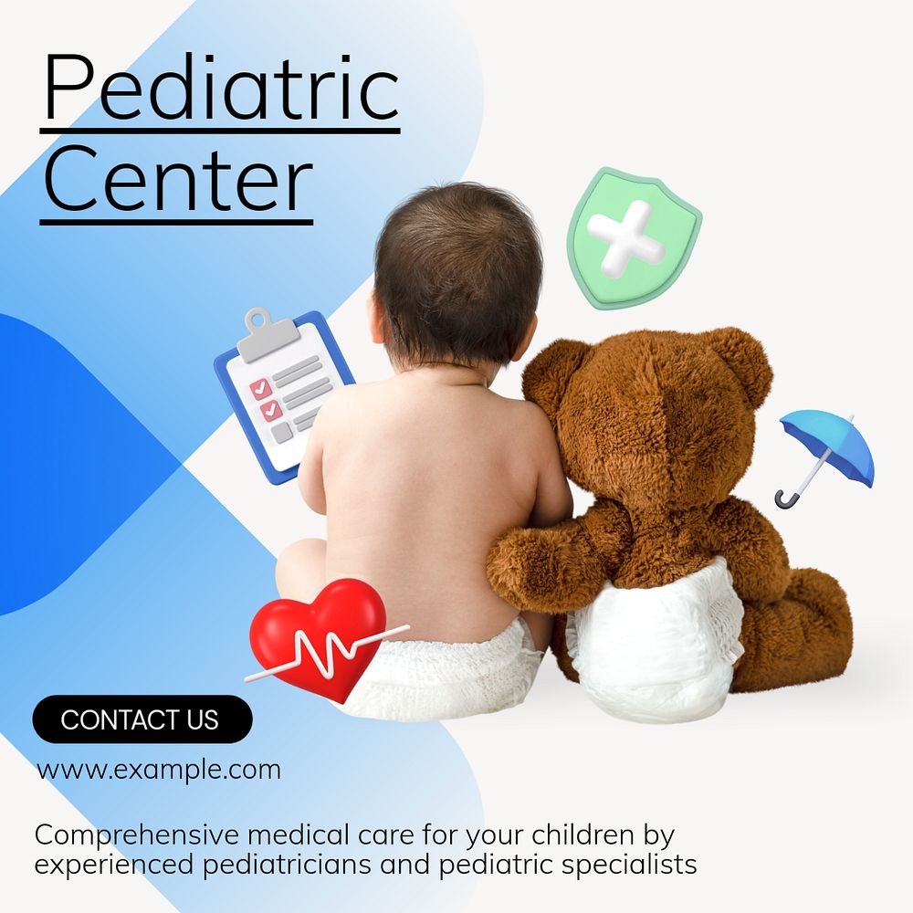 Pediatric center Instagram post template, editable text