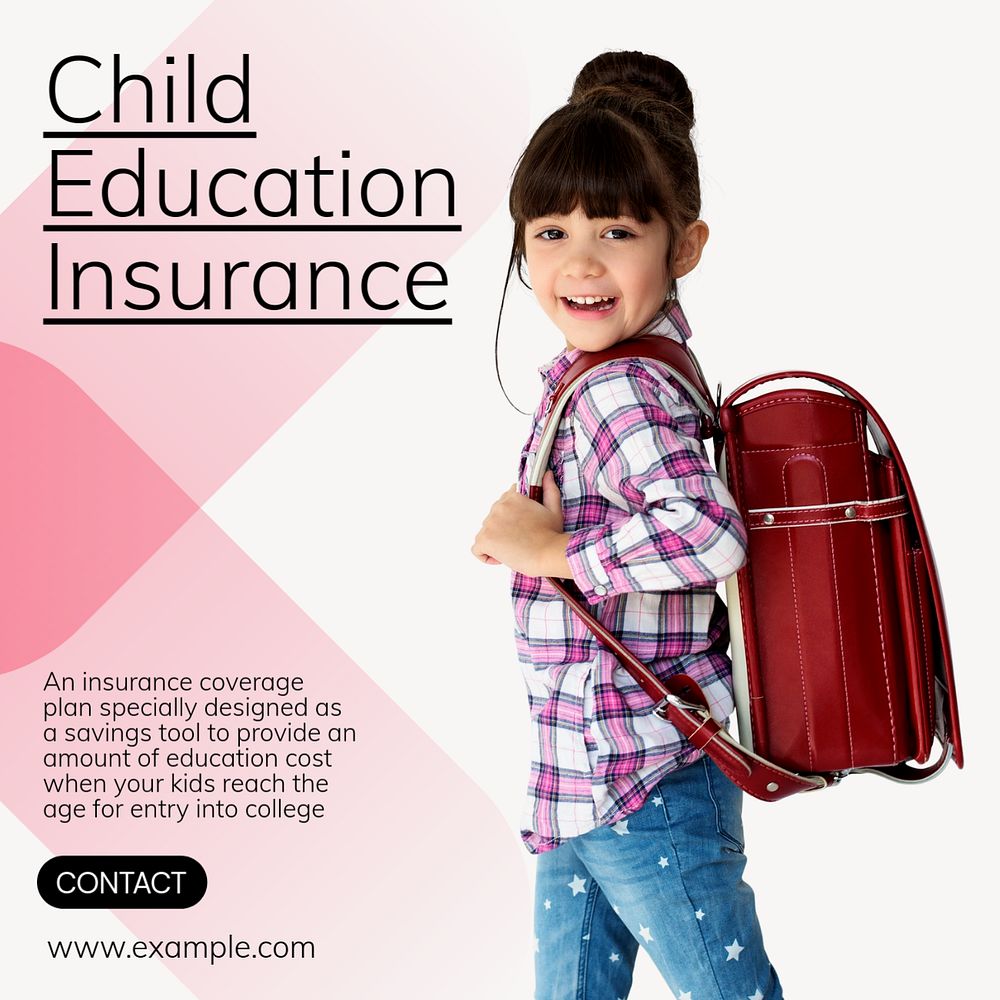 Child education insurance Instagram post template, editable text