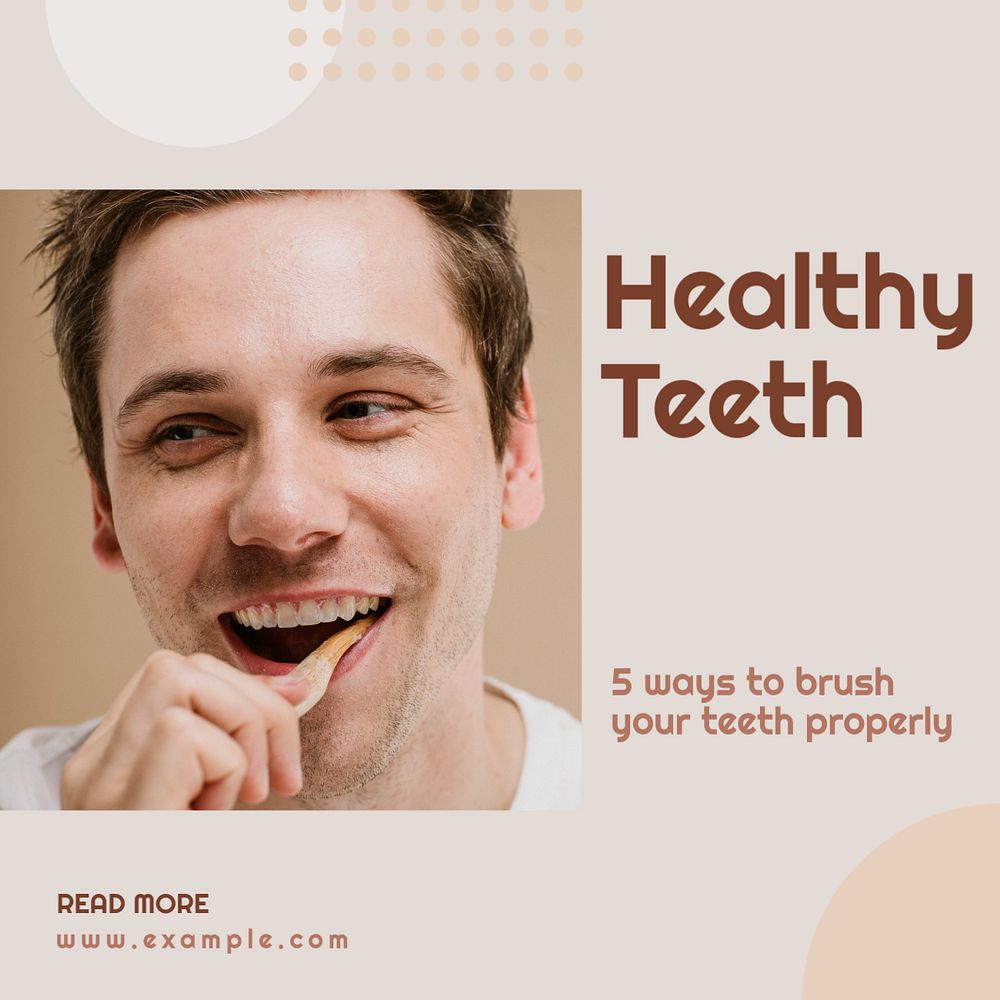 Healthy teeth Instagram post template, editable text