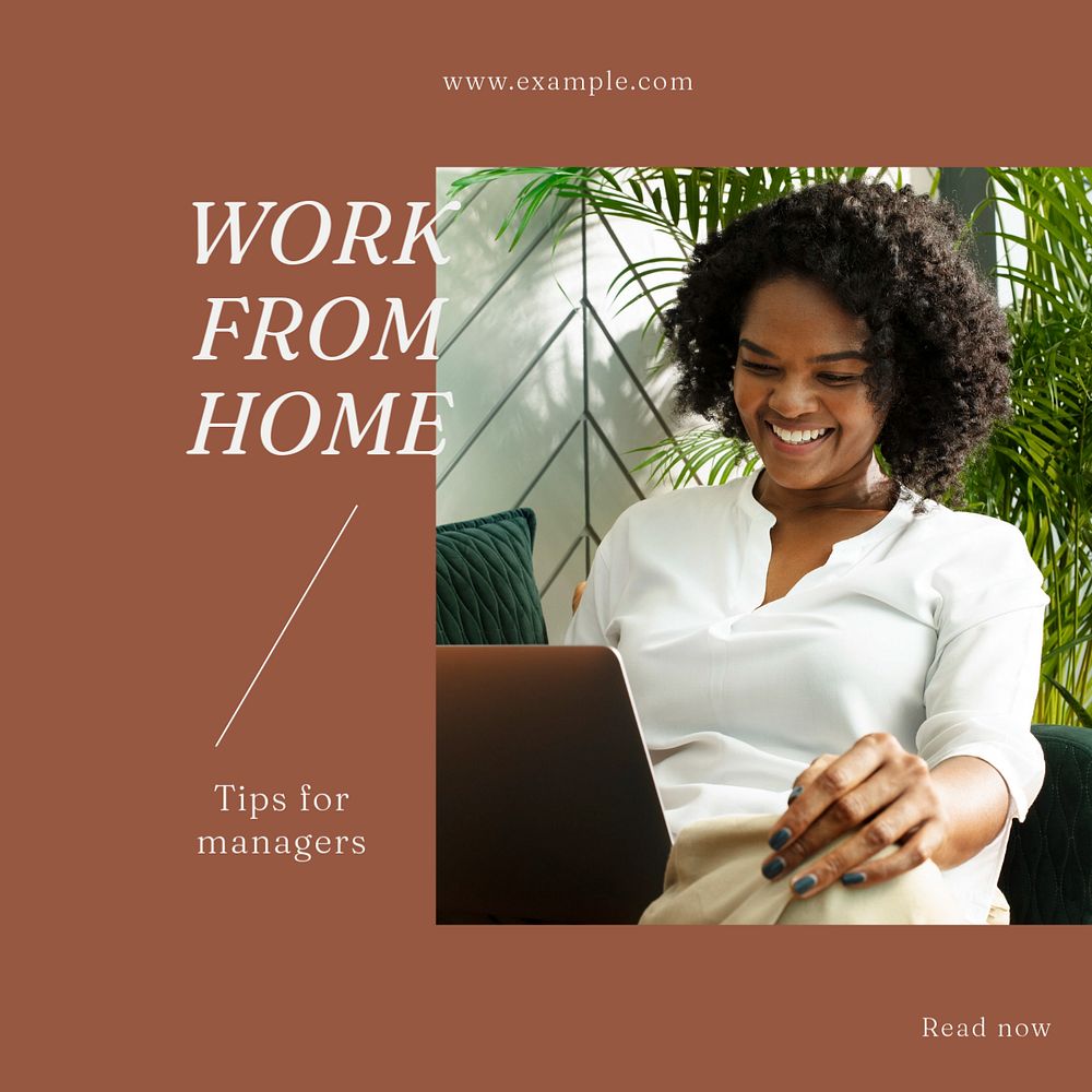 Work from home Instagram post template, editable text