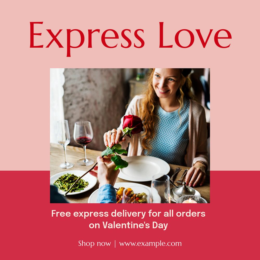 Express love Instagram post template, editable text