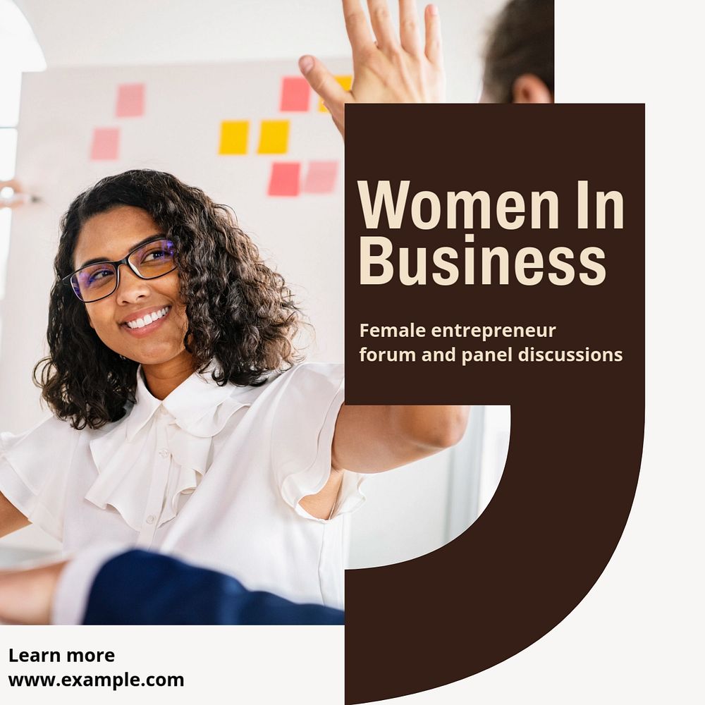 Women in business Instagram post template, editable text