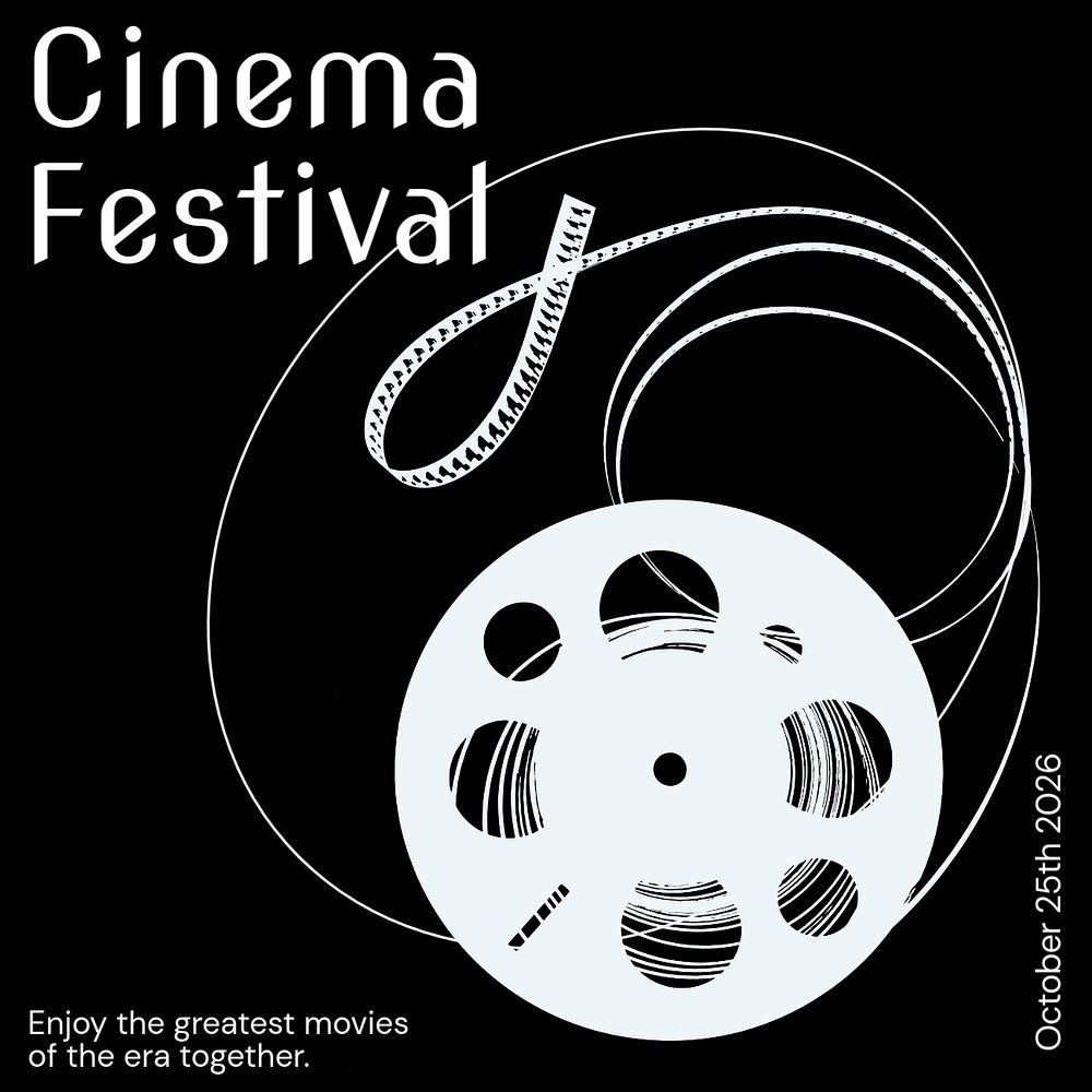 Cinema festival Instagram post template, editable text