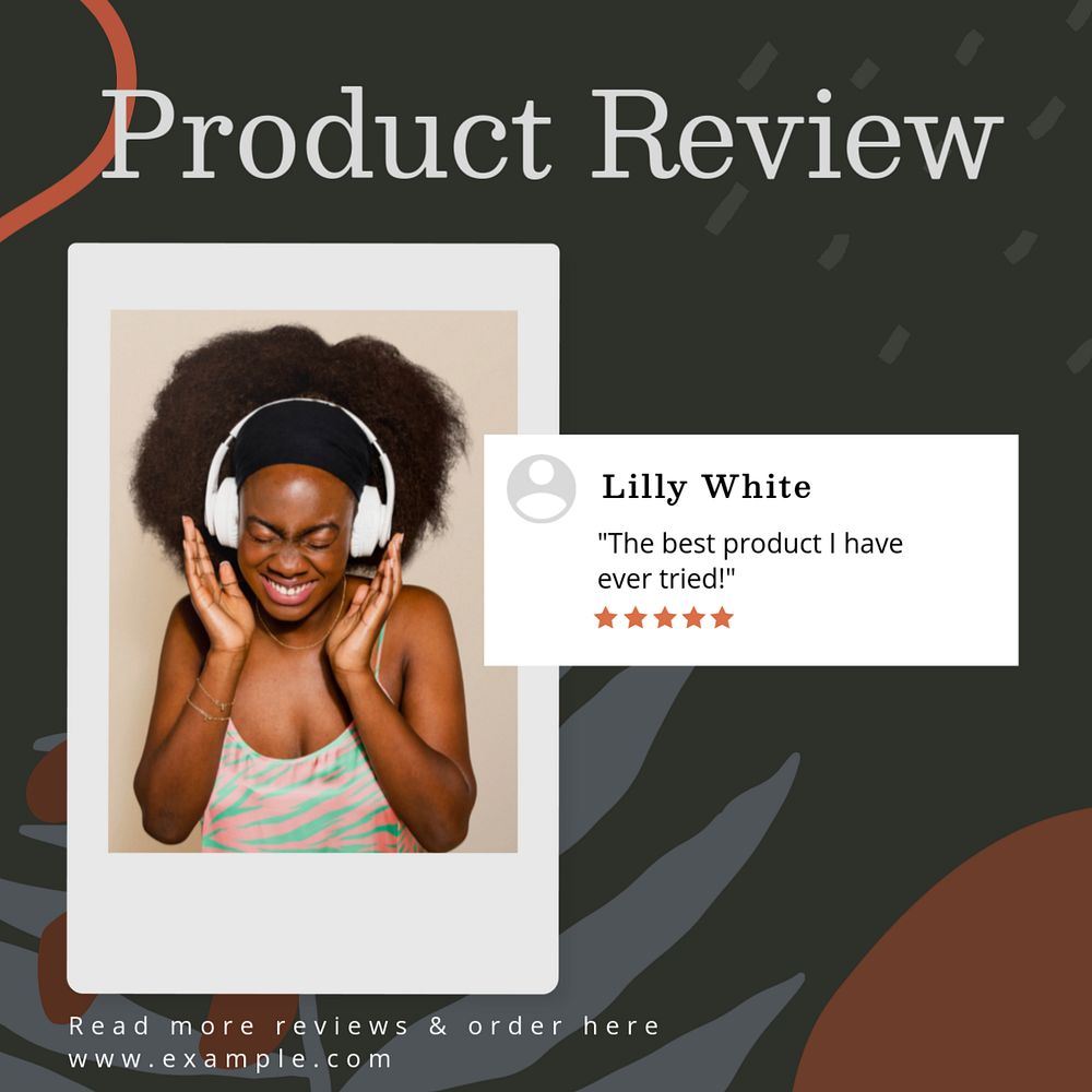 Product review Instagram post template, editable text