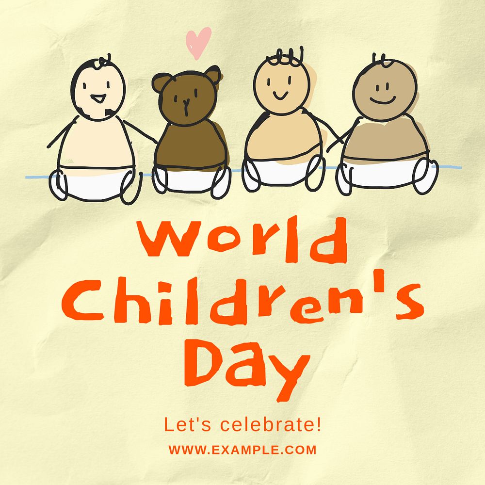 Children's day Instagram post template, editable text