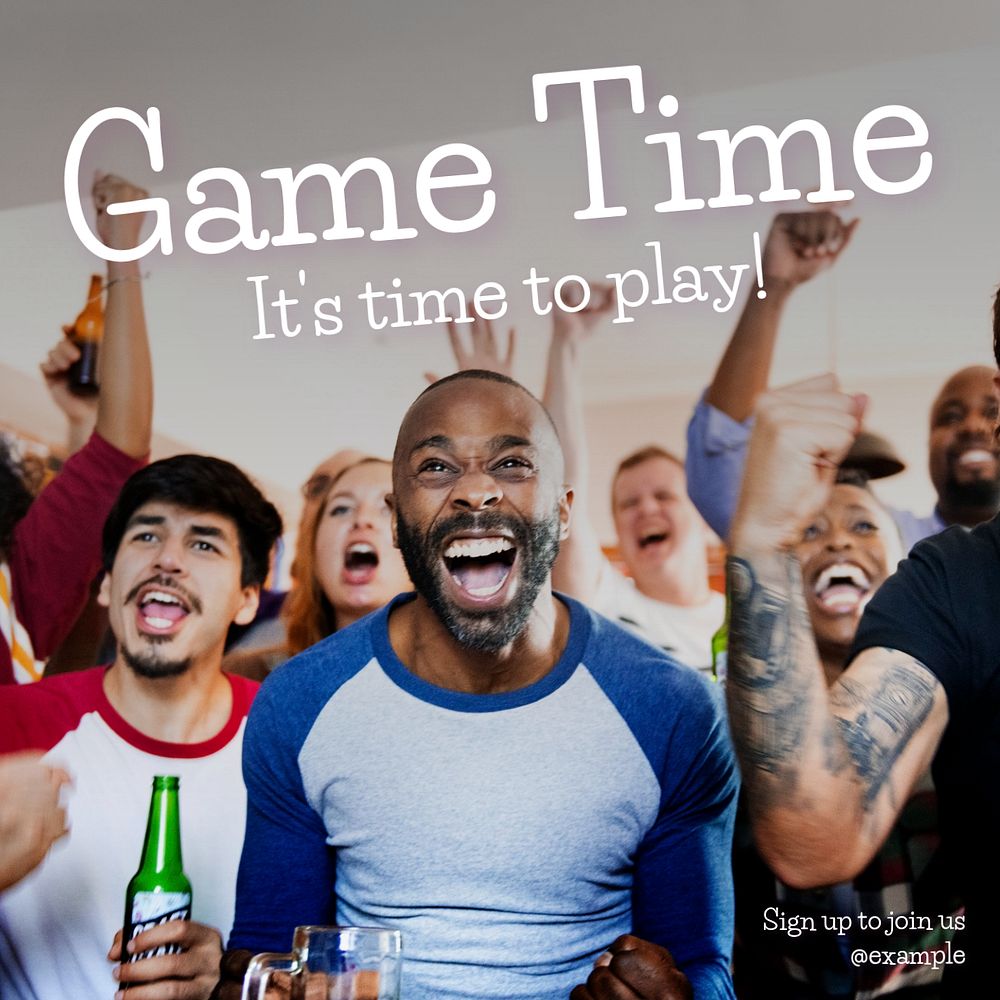 Game time Instagram post template, editable text