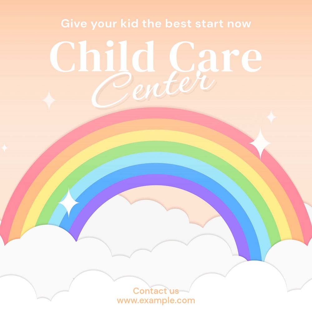 Child care center Instagram post template, editable text