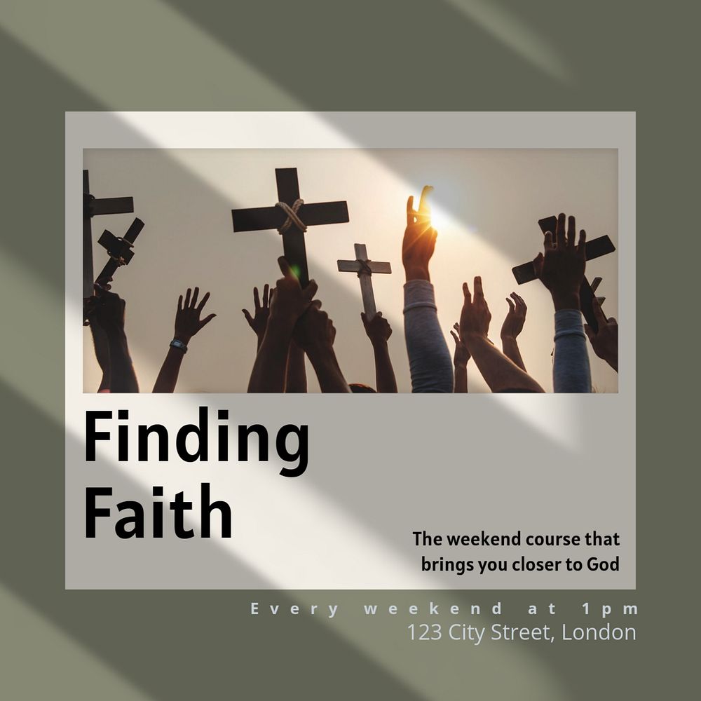 Finding faith Instagram post template, editable text