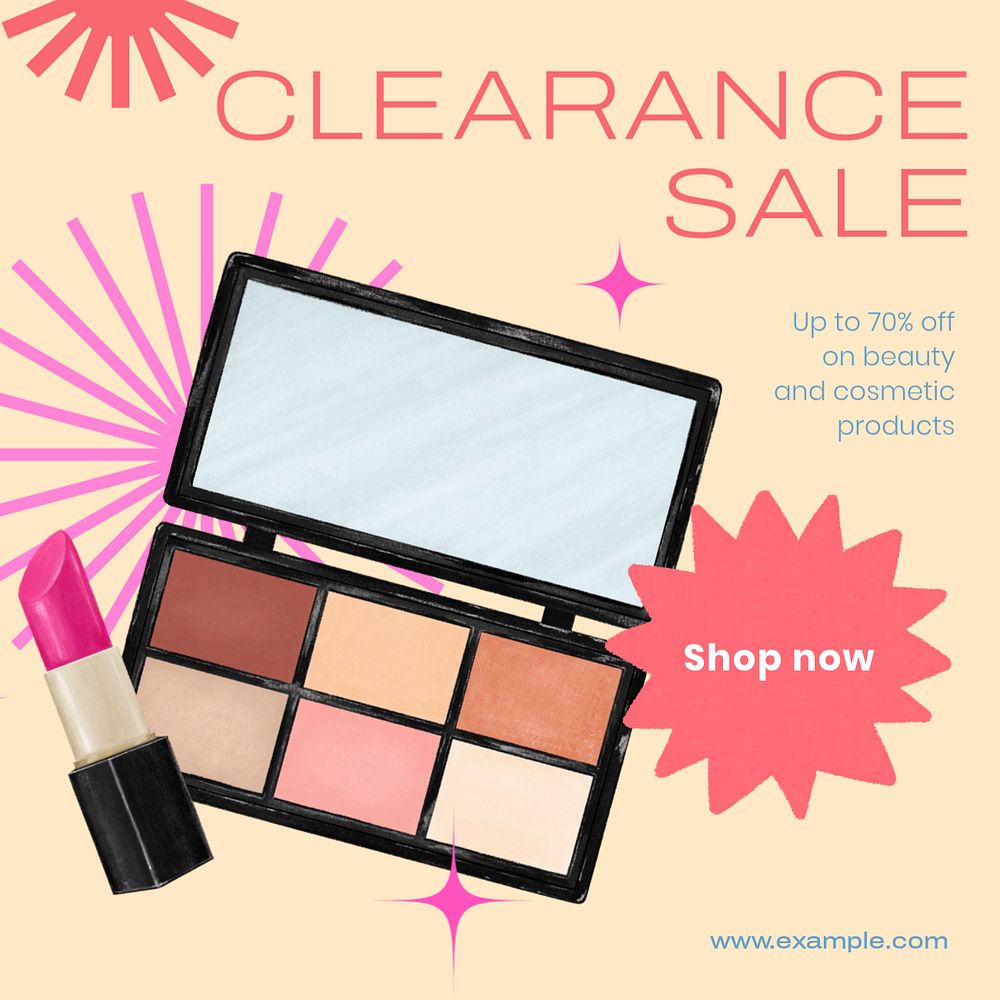 Clearance sale Instagram post template, editable text