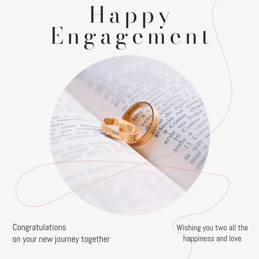 Happy engagement Instagram post template, editable text