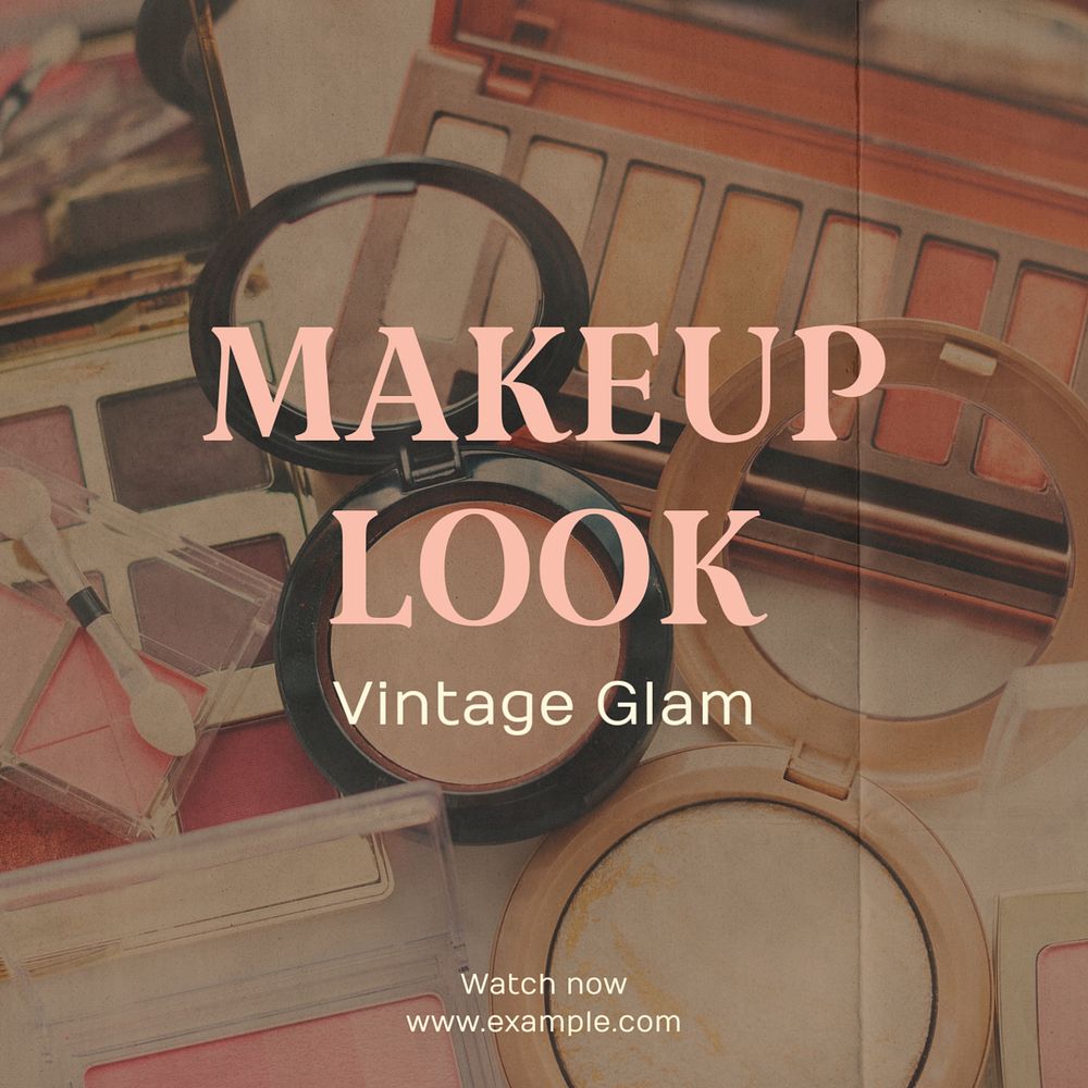 Makeup look Instagram post template, editable text