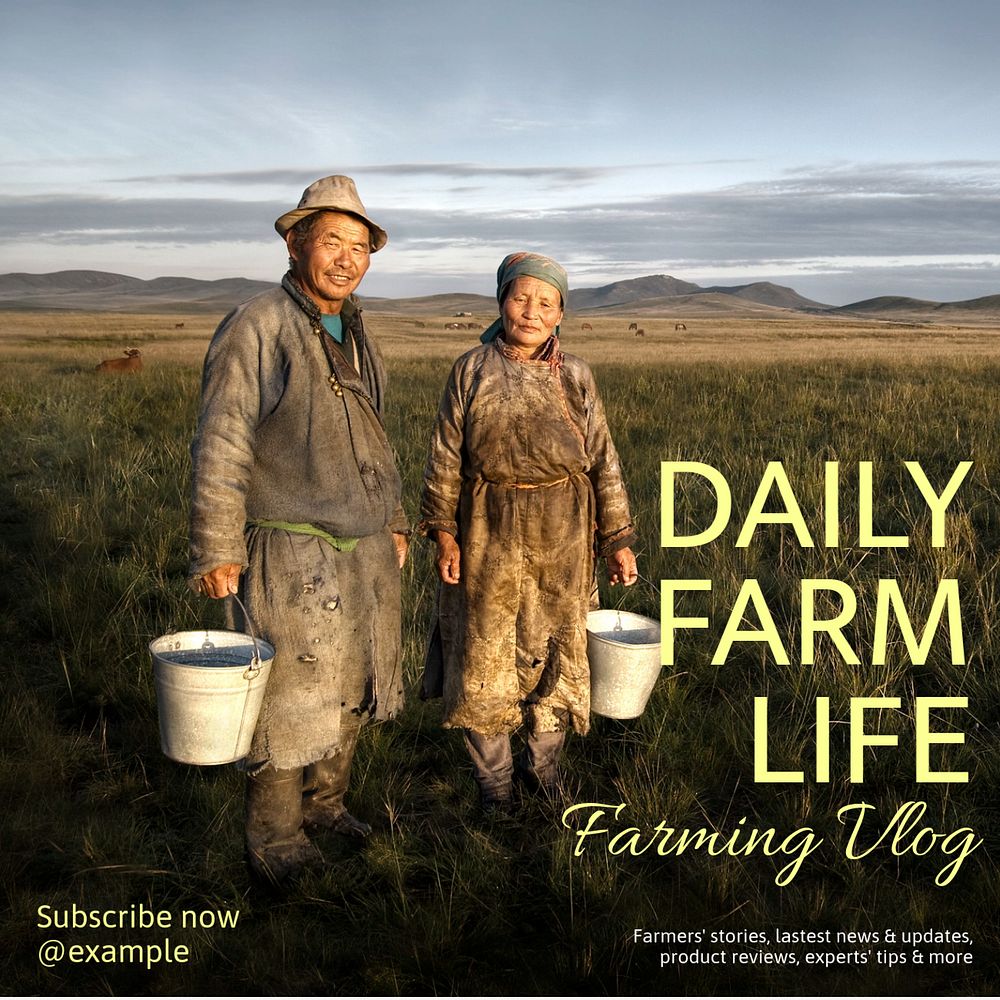 Farming vlog Instagram post template, editable text