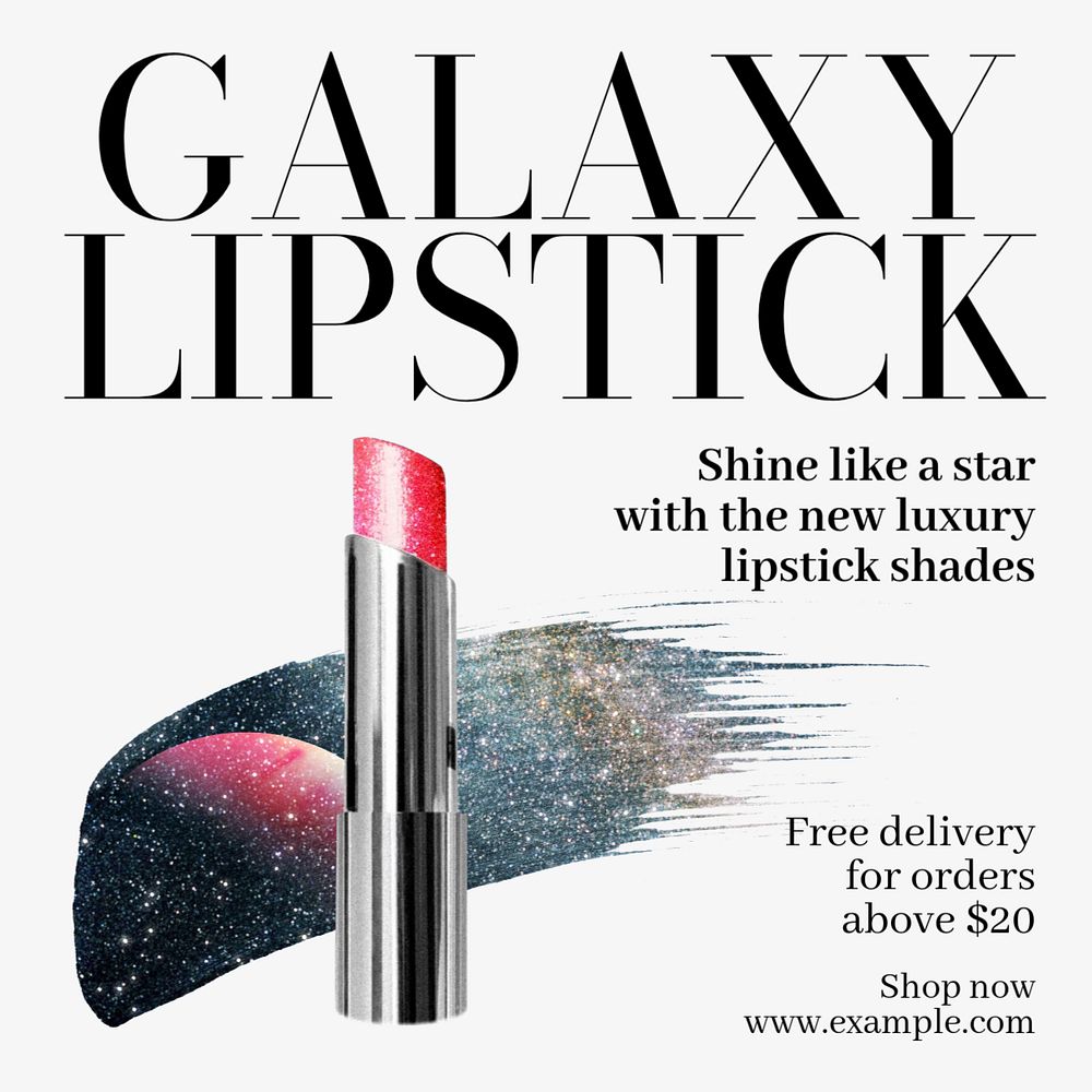 Galaxy lipstick Instagram post template, editable text