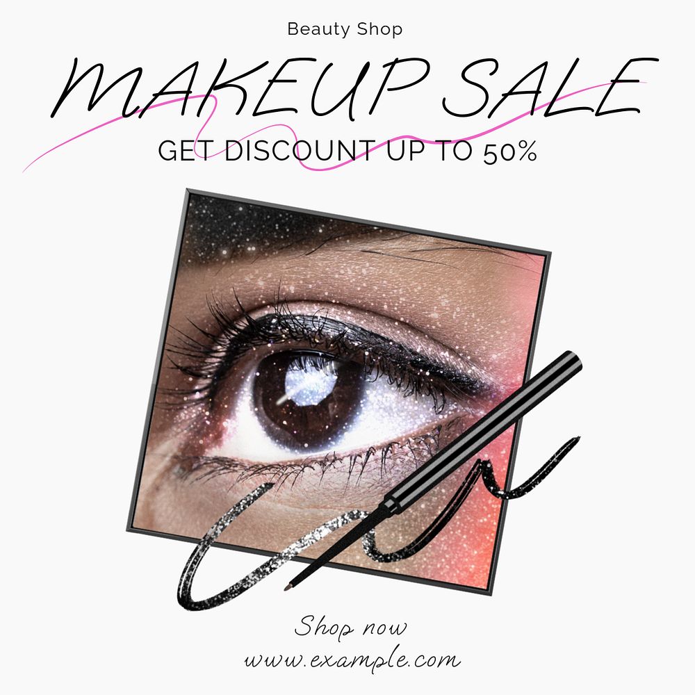 Makeup sale Instagram post template, editable text