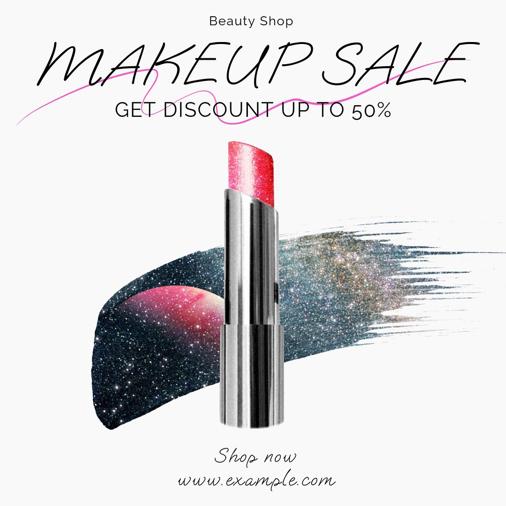 Makeup sale Instagram post template, editable text