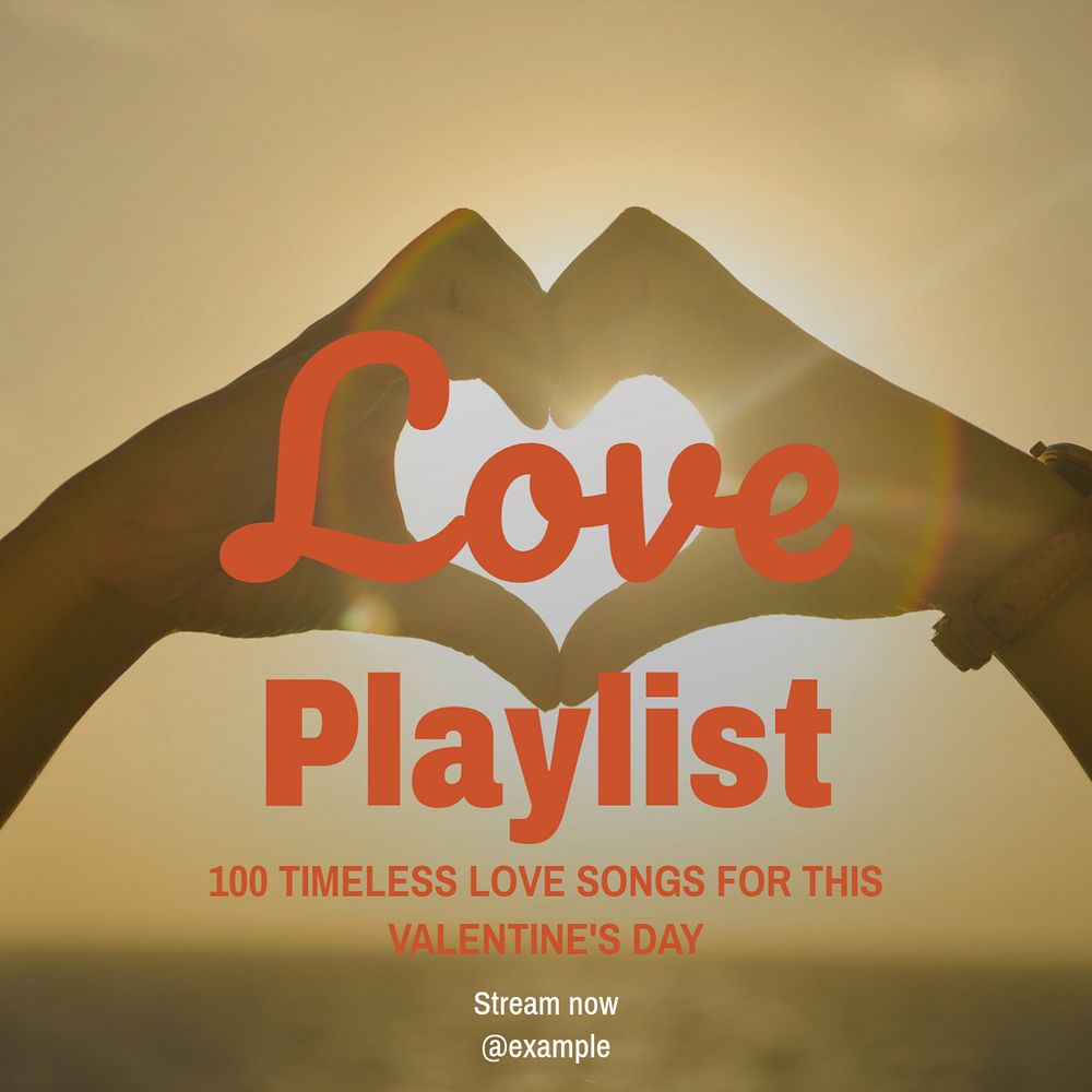 Love playlist Instagram post template, editable text