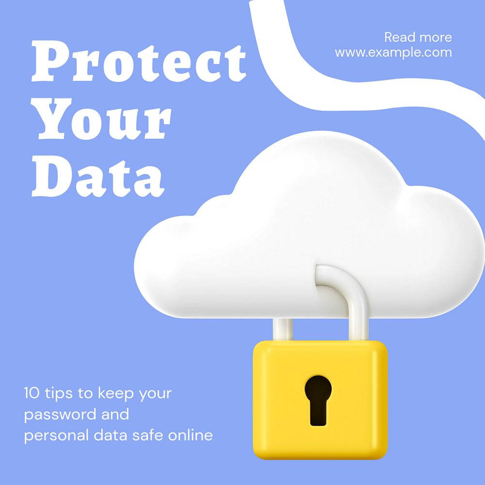 Data protection Instagram post template, editable text