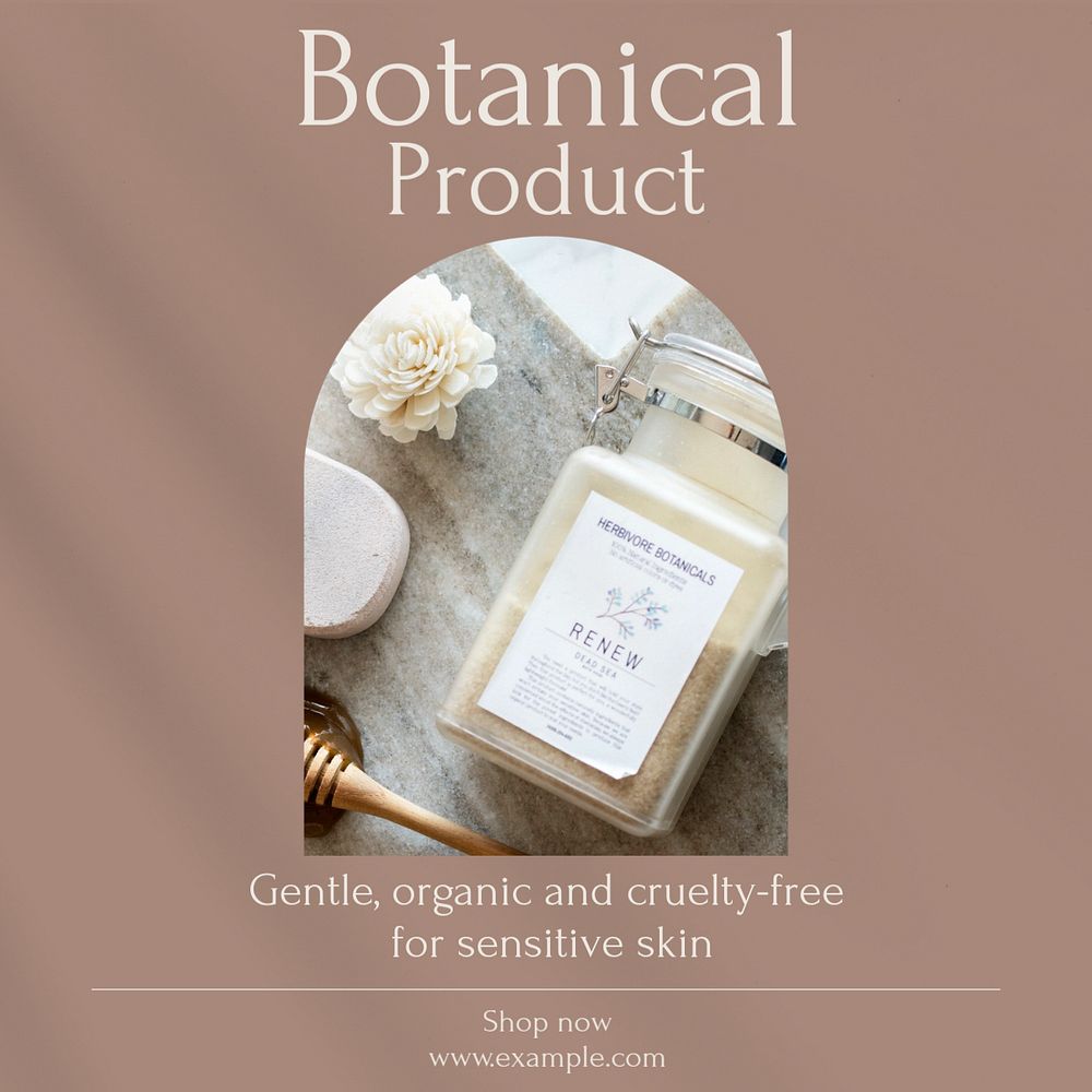 Botanical products Instagram post template, editable text