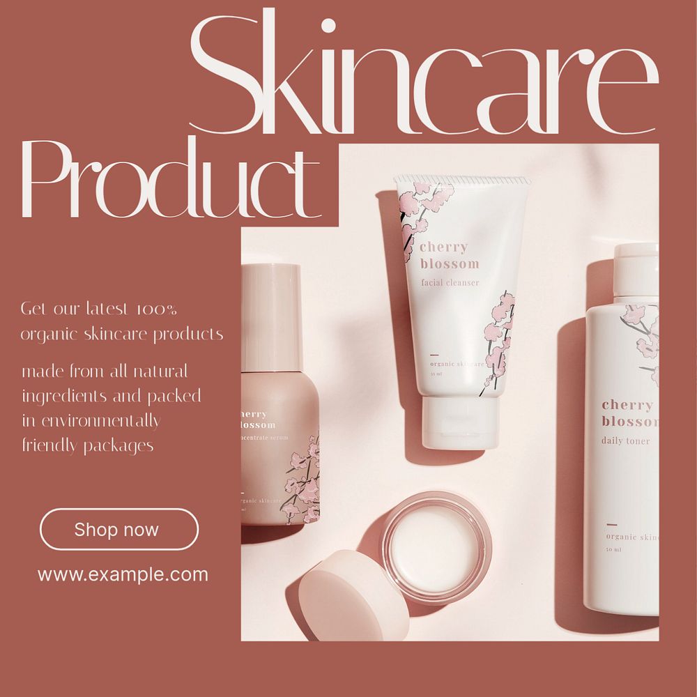 Skincare product Instagram post template, editable text