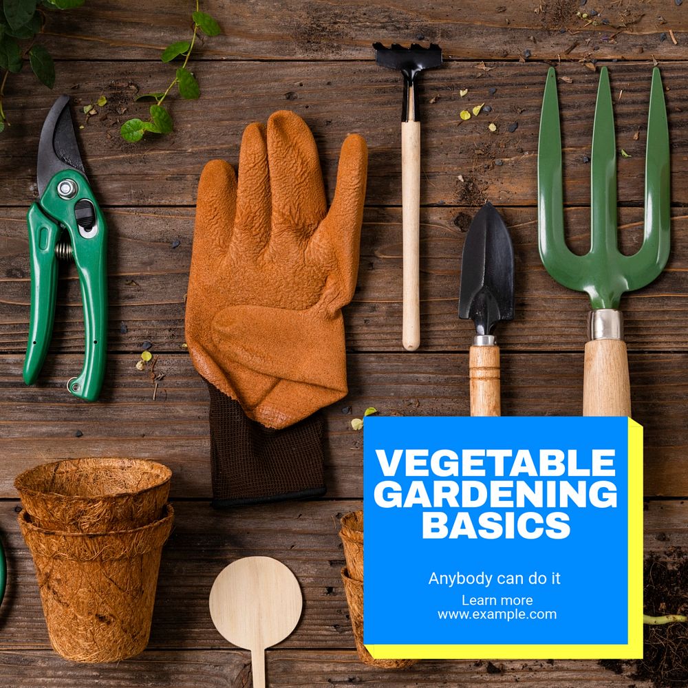 Vegetable gardening Instagram post template, editable text