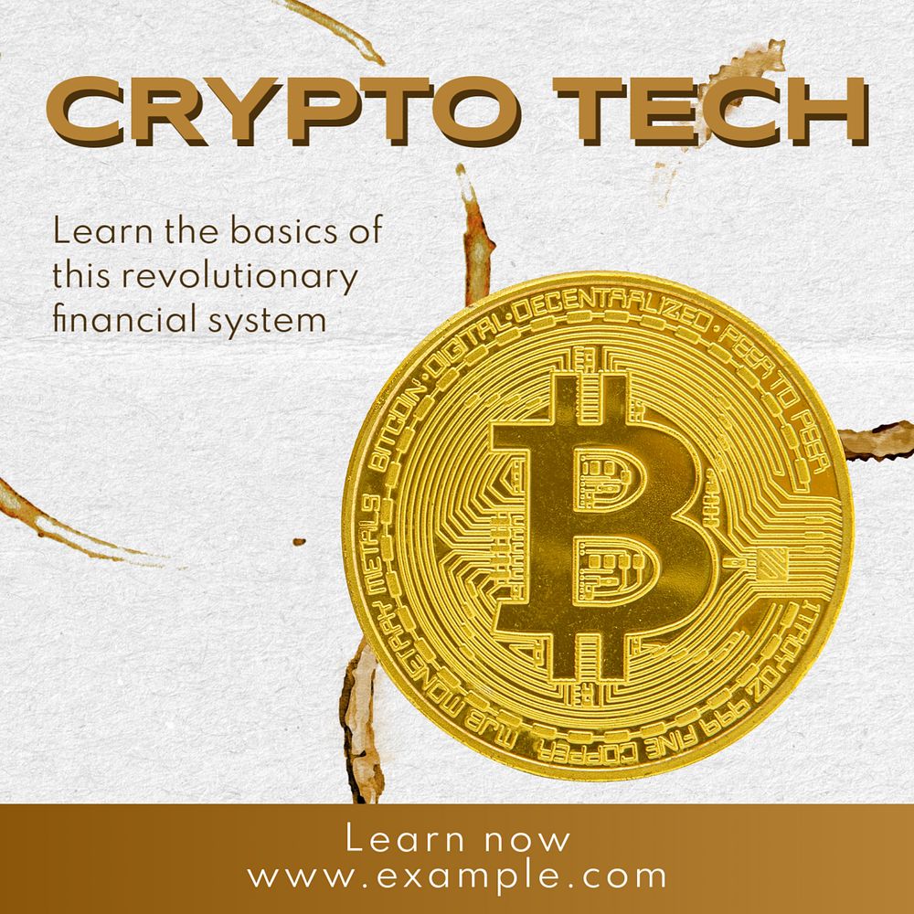 Crypto tech Instagram post template, editable text