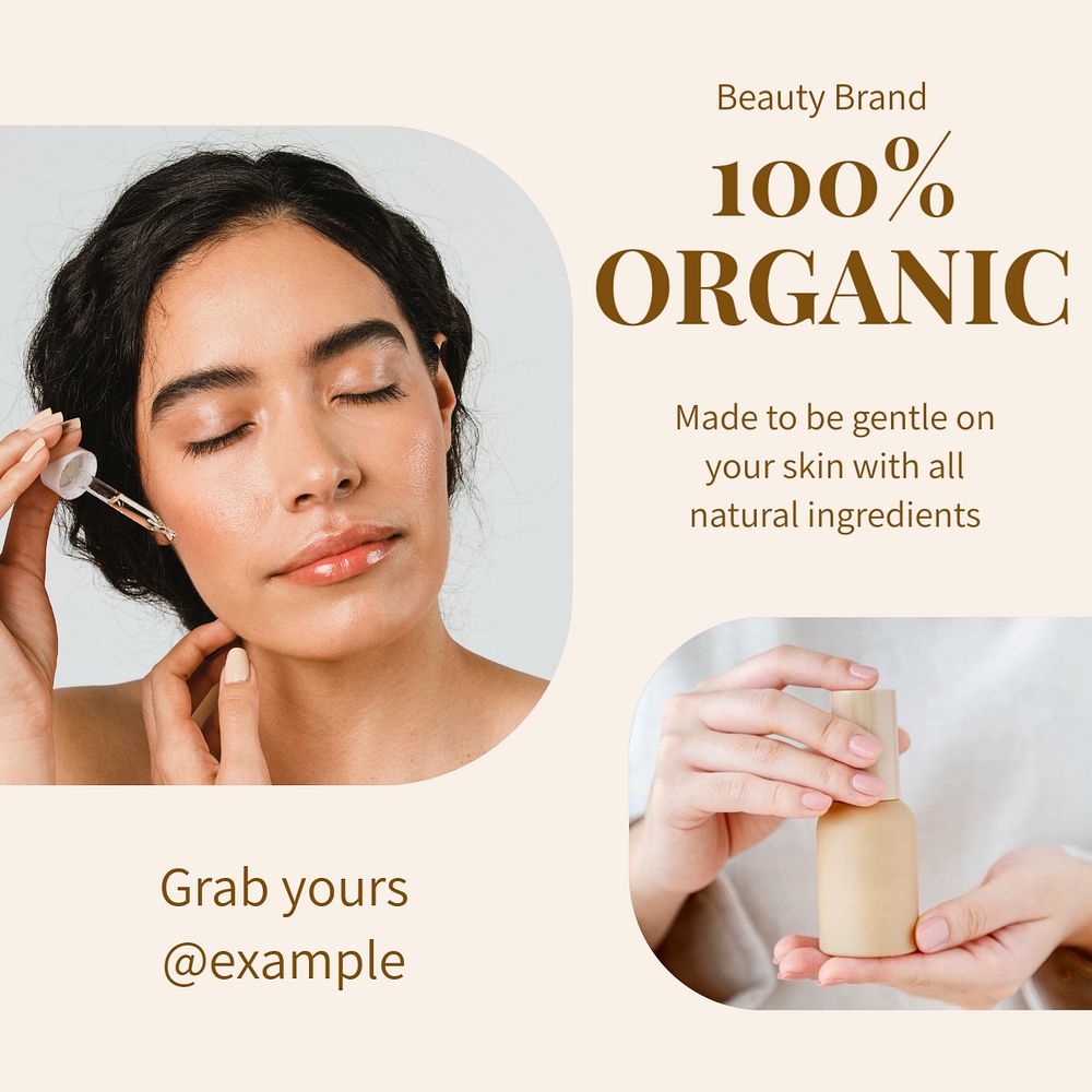 Organic beauty product Instagram post template, editable text